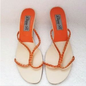 New Diane B. Coral Bone Braided Kitten Sandals 9M